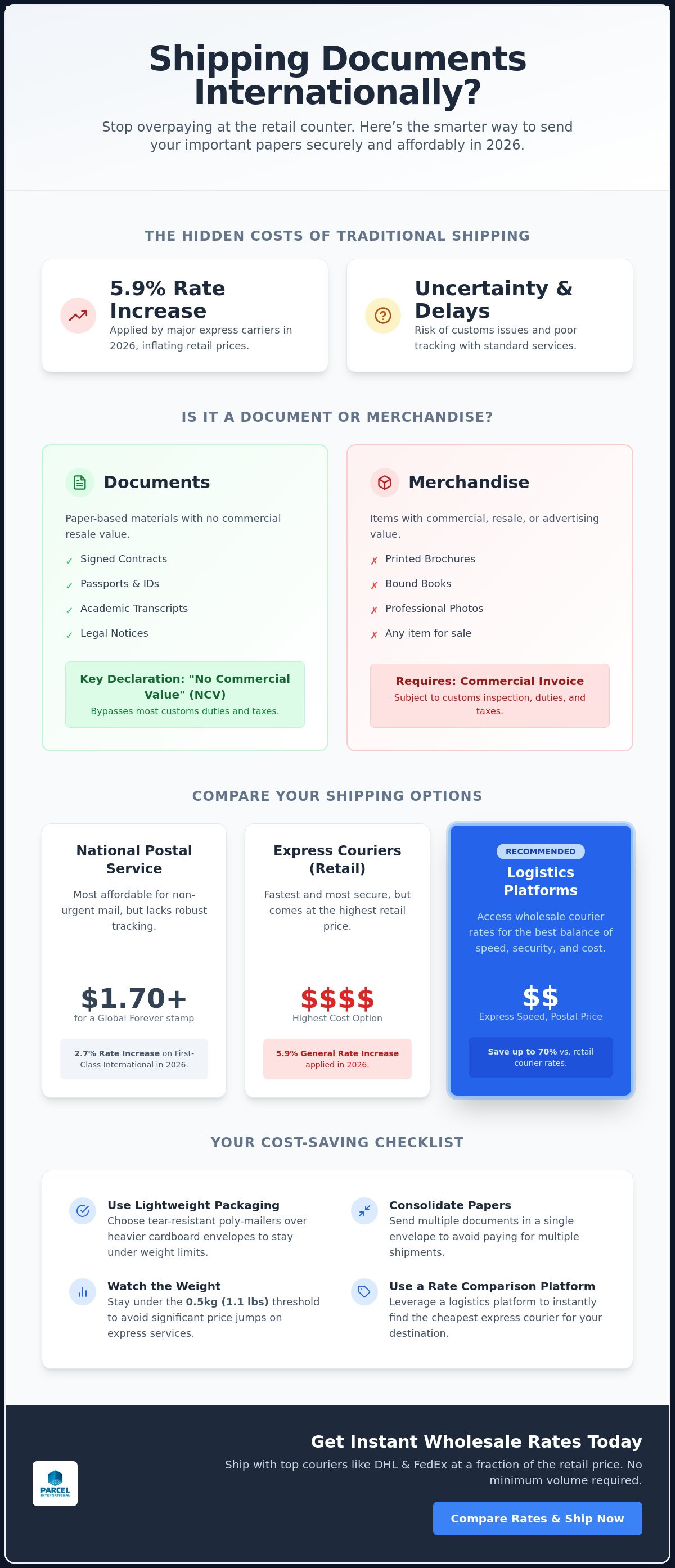 Cheapest way to ship documents internationally