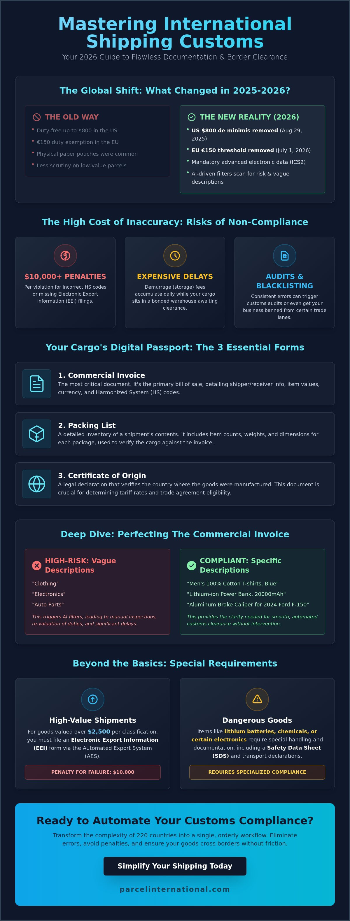 International shipping customs documentation