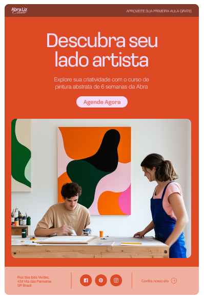 Exemplo de portfólio para um curso de pintura.