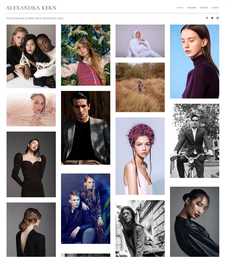 Un modèle Wix d'un photographe de mode