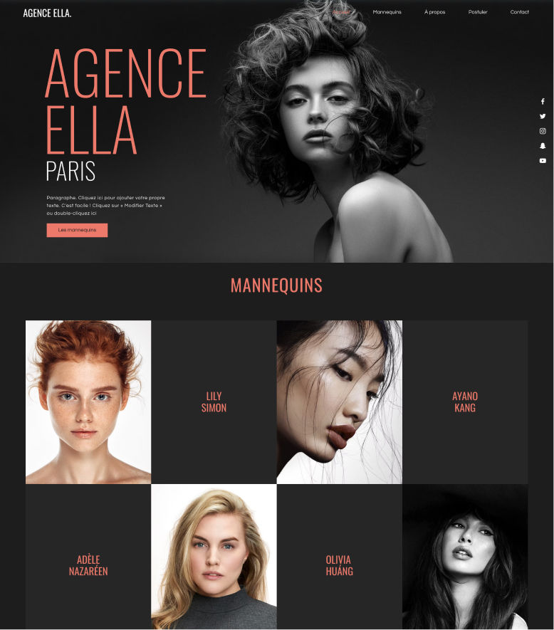 Modèles de sites pour agences de mannequins