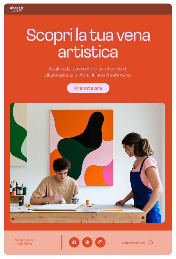 Modulo di contatto ed email creati con gli strumenti di email marketing di Wix.