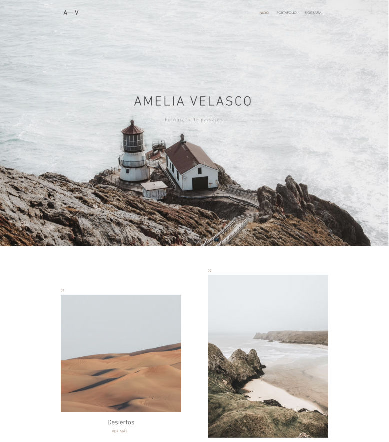 Plantilla web para portafolio de fotografia de paisajes