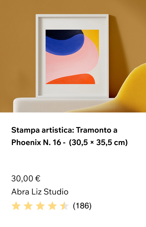 Esempio di scheda prodotto Wix con un'opera d'arte astratta incorniciata.