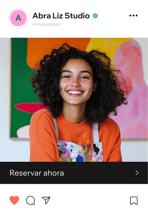 Ejemplo de un anuncio en redes sociales para las ofertas de un artista creadas con las herramientas de marketing de Wix.