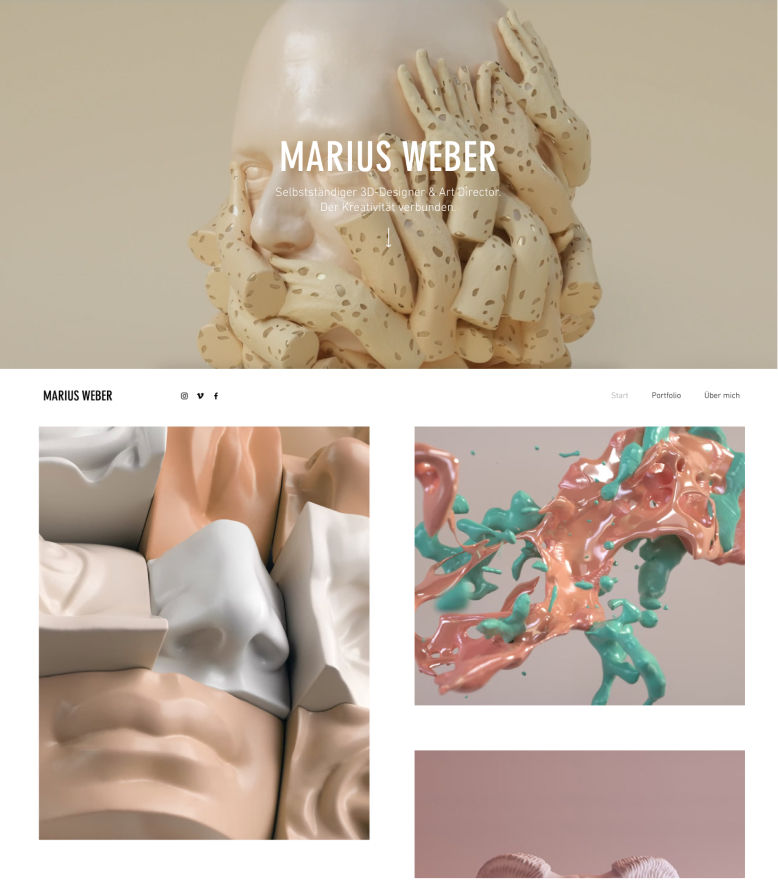 Portfolio Vorlage eines Künstlers und selbständigen 3D Designers