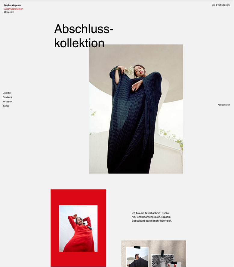 Modedesigner Portfolio Website-Vorlage