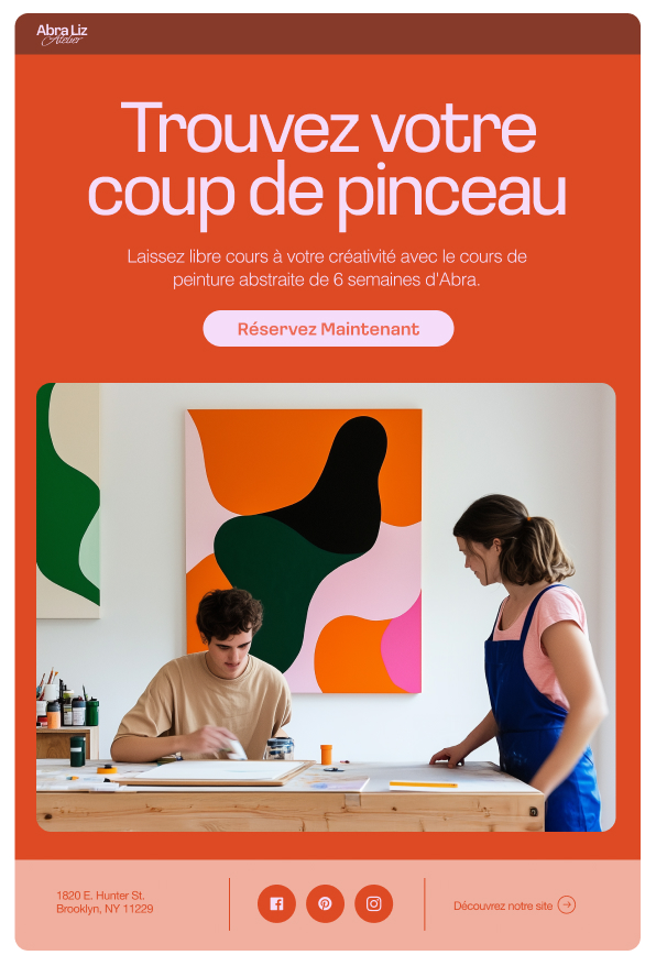 Un portfolio d'un artiste proposant des cours de peinture.