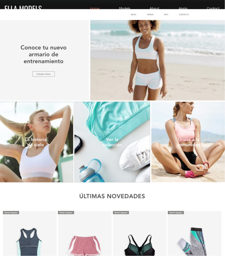 Plantilla de sitio web de una marca de moda.