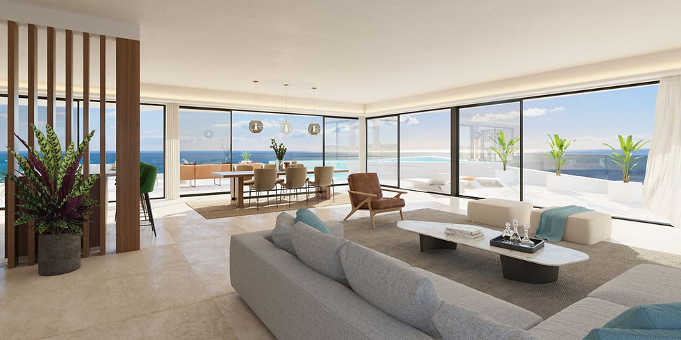 Thumbnail: Ruim privéterras met uitzicht op de tuinen en de Middellandse Zee in luxe residentieel complex