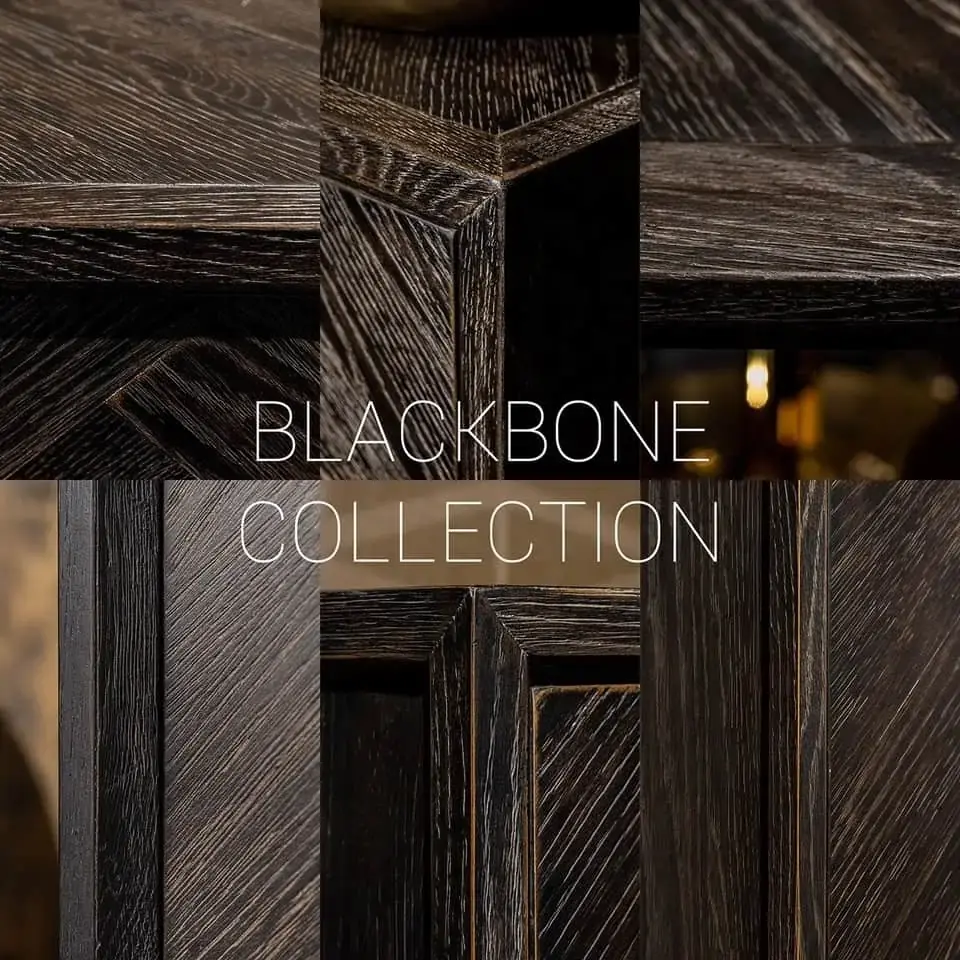 Thumbnail: Dressoir Blackbone Brass – Richmond Interiors – luxe zwart eiken dressoir met messing details – Art-Empire