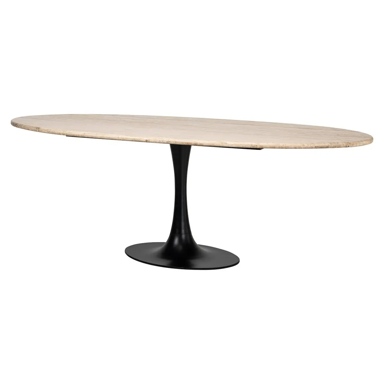 Richmond Oval Dining Table Hampton Travertine, 230 x 100cm - Black - Oval