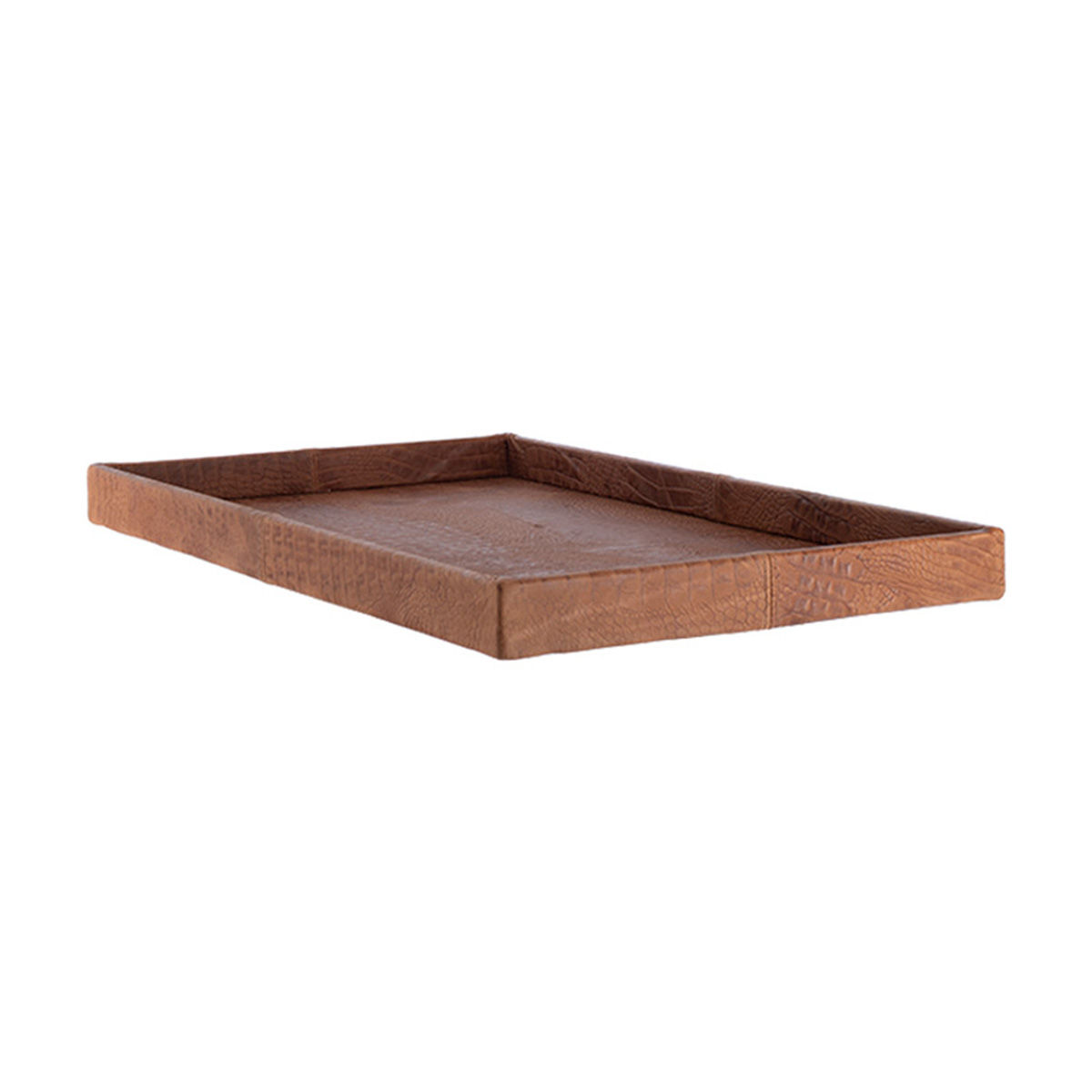 Rechthoek- Leren Dienblad- Croco Cognac- 80 x 90 x H6cm.