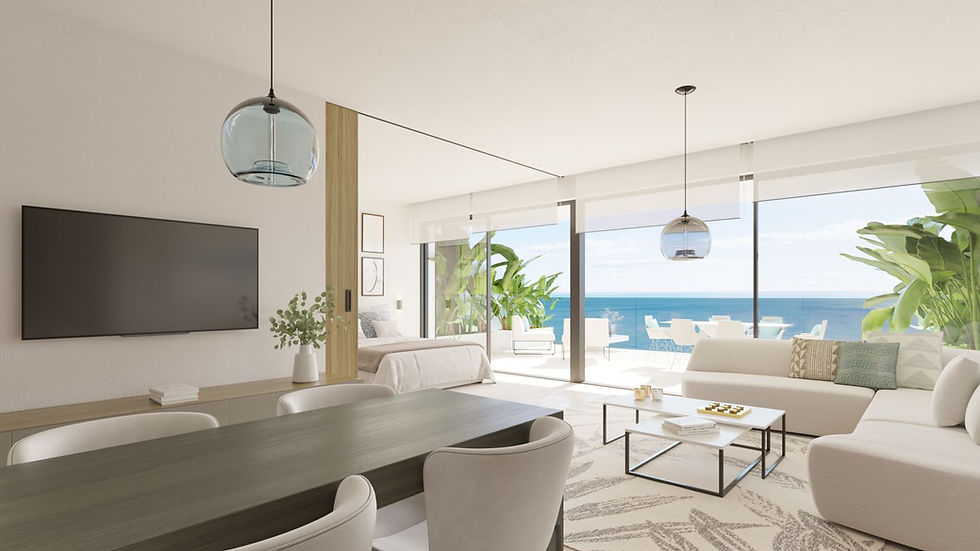 Thumbnail: Volledig ingerichte moderne keuken met hoogwaardige apparatuur in nieuwbouwappartement aan de Costa del Sol.