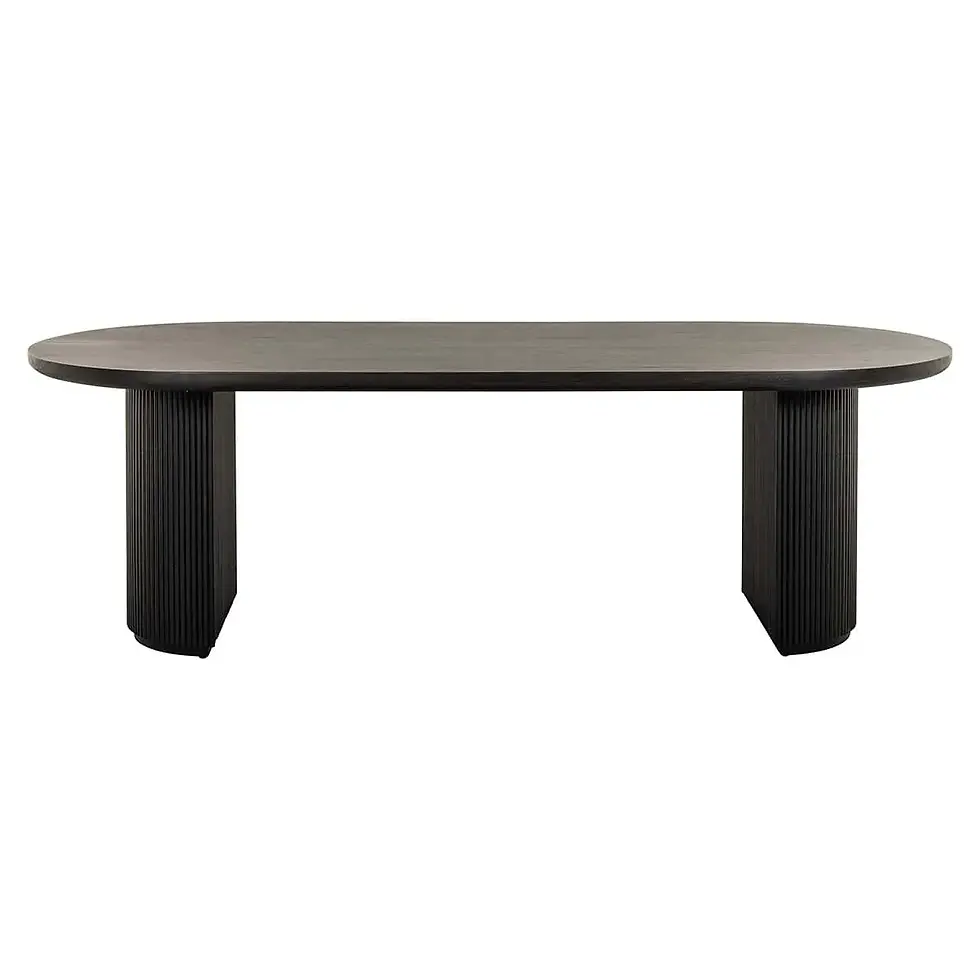 Thumbnail: Ovale Eettafel Kingston Eiken Dark Coffee met moderne inrichting en eetkamerstoelen