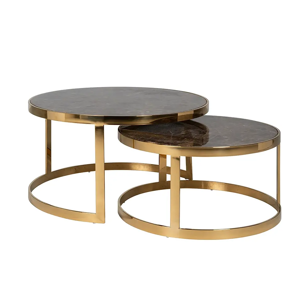 Thumbnail: Richmond Interiors Ronde Salontafel Conrad Set van 2 stuks, Faux Marmer