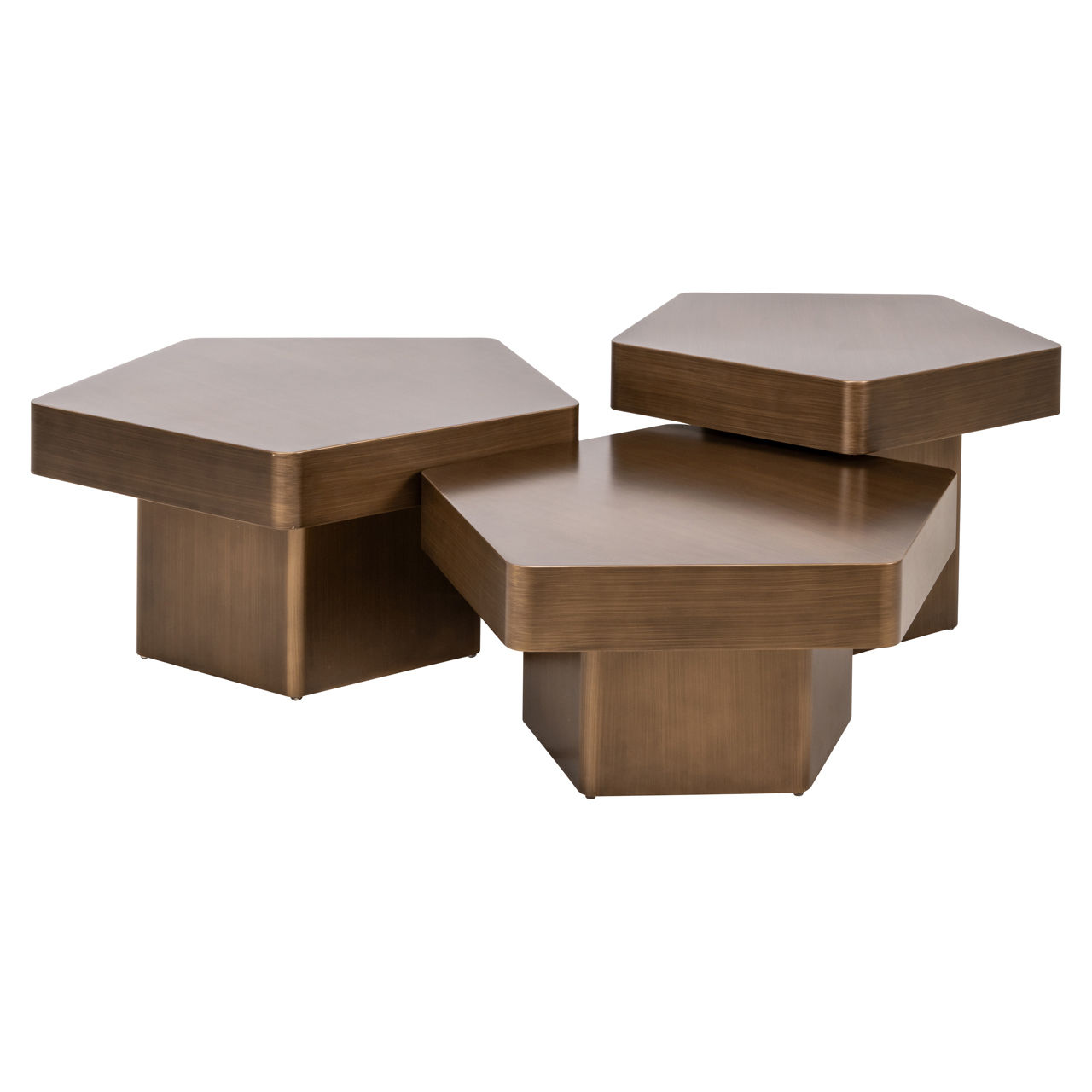 Salontafel Hexa brushed gold – Set van 3