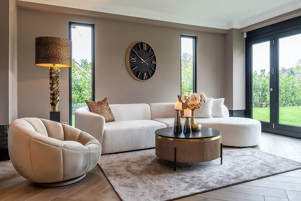 Thumbnail: Luxe salontafel marmer goud – Richmond Interiors Ironville Ø90 cm – exclusieve ronde design tafel