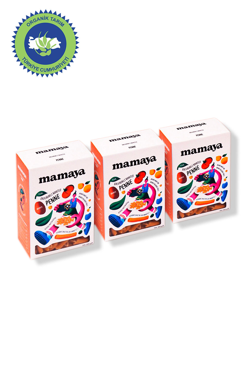 Mamaya Balkabaklı Nohutlu Penne 300 g x 3 - Bitkisel Proteinle Dolu, Pratik ve L