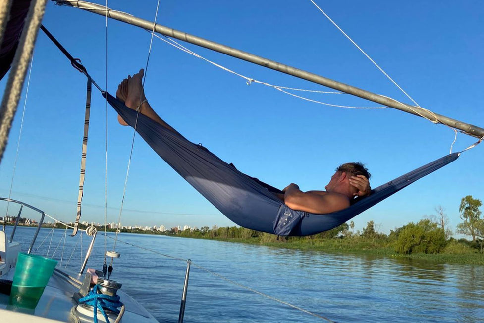 Hammock in the river enjoying the outdoors