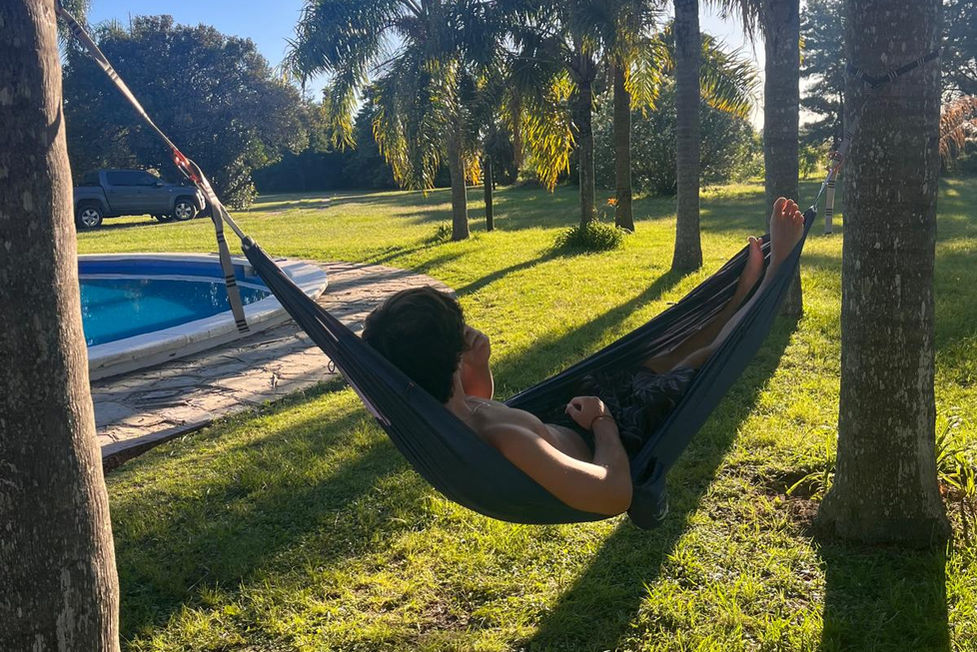 Ultra light Hammock in backyard