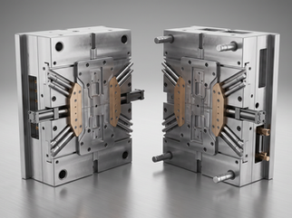 3D-Schnittmodell eines Druckgusswerkzeugs mit mechanischen Schiebersystemen und Schrägstiften
