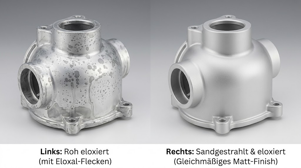 Vergleich: Direkt eloxierter Druckguss vs. sandgestrahlter und eloxierter Aluminiumdruckguss für ein perfektes Finish.