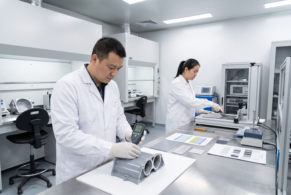 Qualitätskontrolle und Schichtdickenprüfung an beschichteten Aluminiumdruckguss-Bauteilen