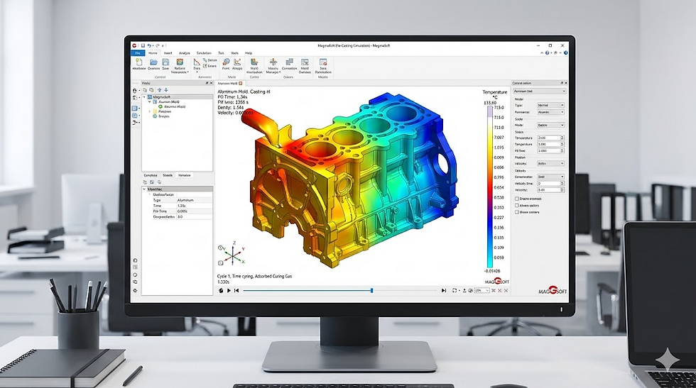 Mold-Flow-Simulation zur Validierung des Bauteildesigns und zur Vermeidung von Gussfehlern.