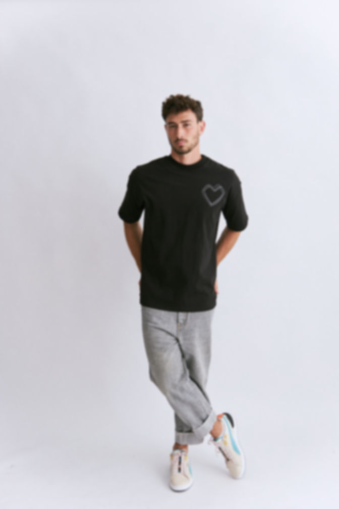 Man in black I'm All Hearts tee