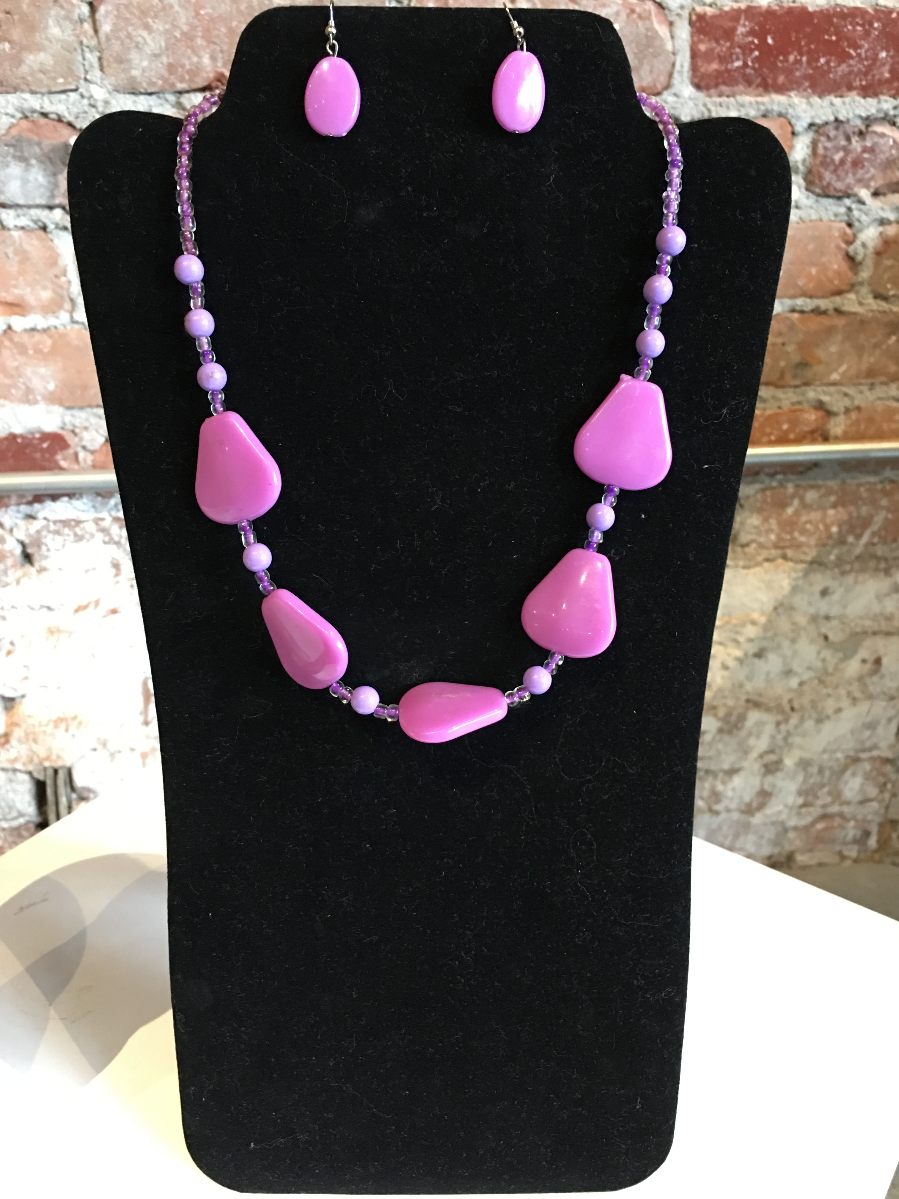 Purple Stone Beaded Necklace Set