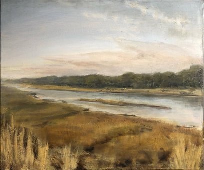 Waterfront, Water, Savannah, usa, Oil painting, landscape