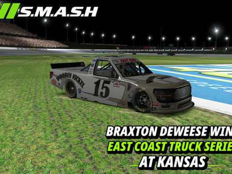 S.M.A.S.H iRacing News: Braxton DeWeese Wins East Coast Truck Series Race at Kansas