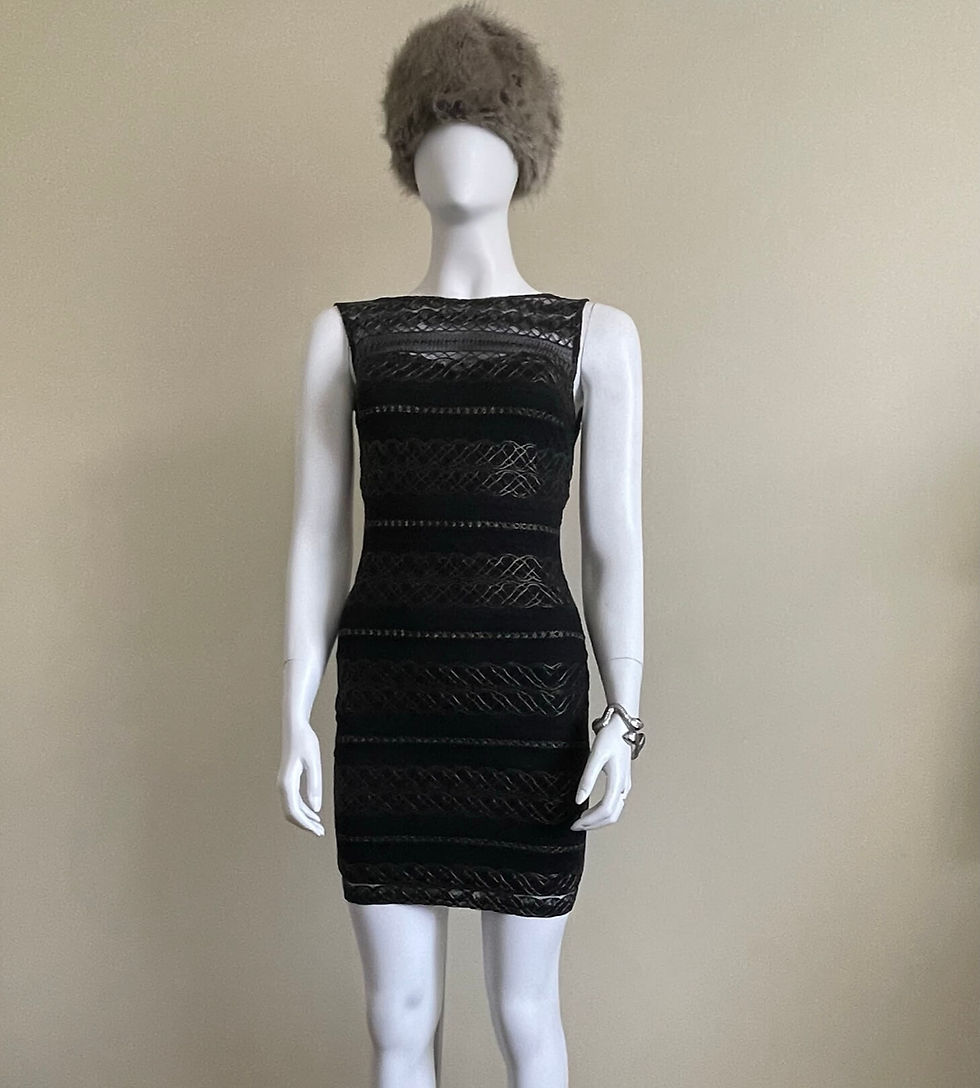 Lipsy London Sleeveless Mini Dress – full front view from distance, highlighting bodycon cut and above-knee length.