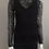 Thumbnail: Sheer Floral Top & Cami Set – full front with black strappy cami under sheer floral long sleeve top & structured collar
