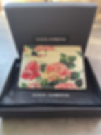 Dolce & Gabbana Rose Print Card Holder displayed inside original branded box with lid open