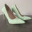 Thumbnail: Sissy Boy heels – lime green pointed toe stiletto pair with slim gold-toned heels and stitched detail at back