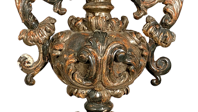 BAROCK-VASE, aus Holz geschnitzt, original Fassung