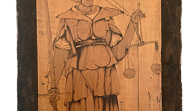 INTARSIENTAFEL JUSTITIA