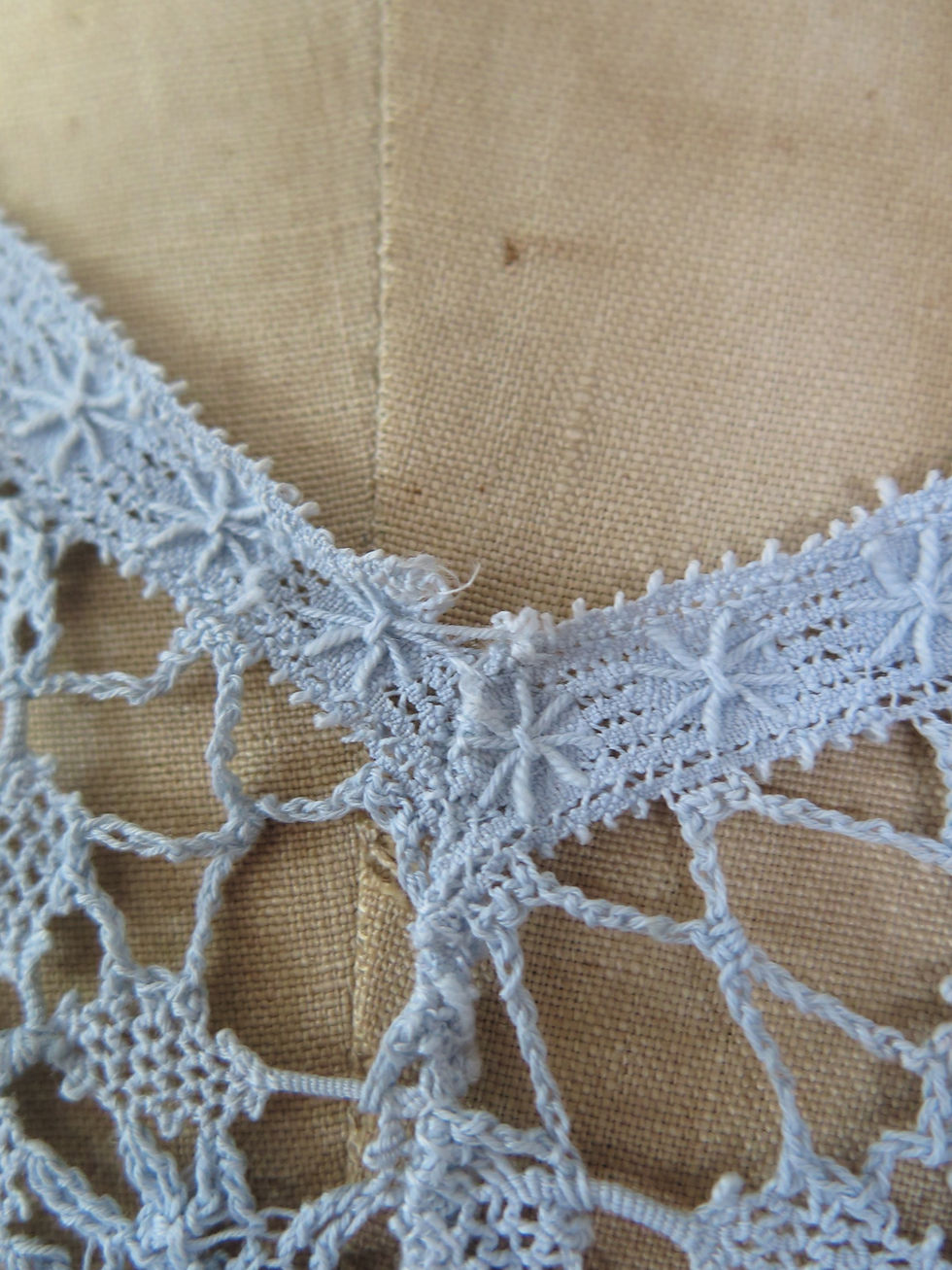 Thumbnail: Vintage 1920s Sheer Blue Lace Flapper Dress