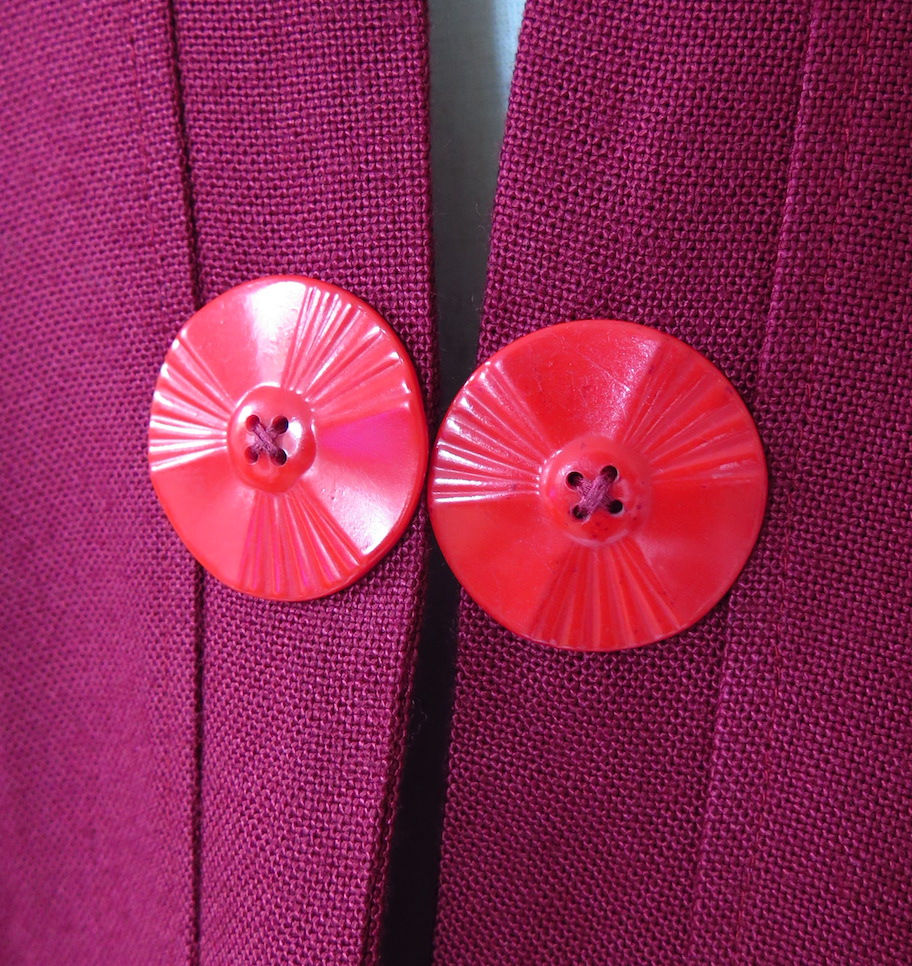 Thumbnail: Vintage 1940s Burgundy Linen Coat