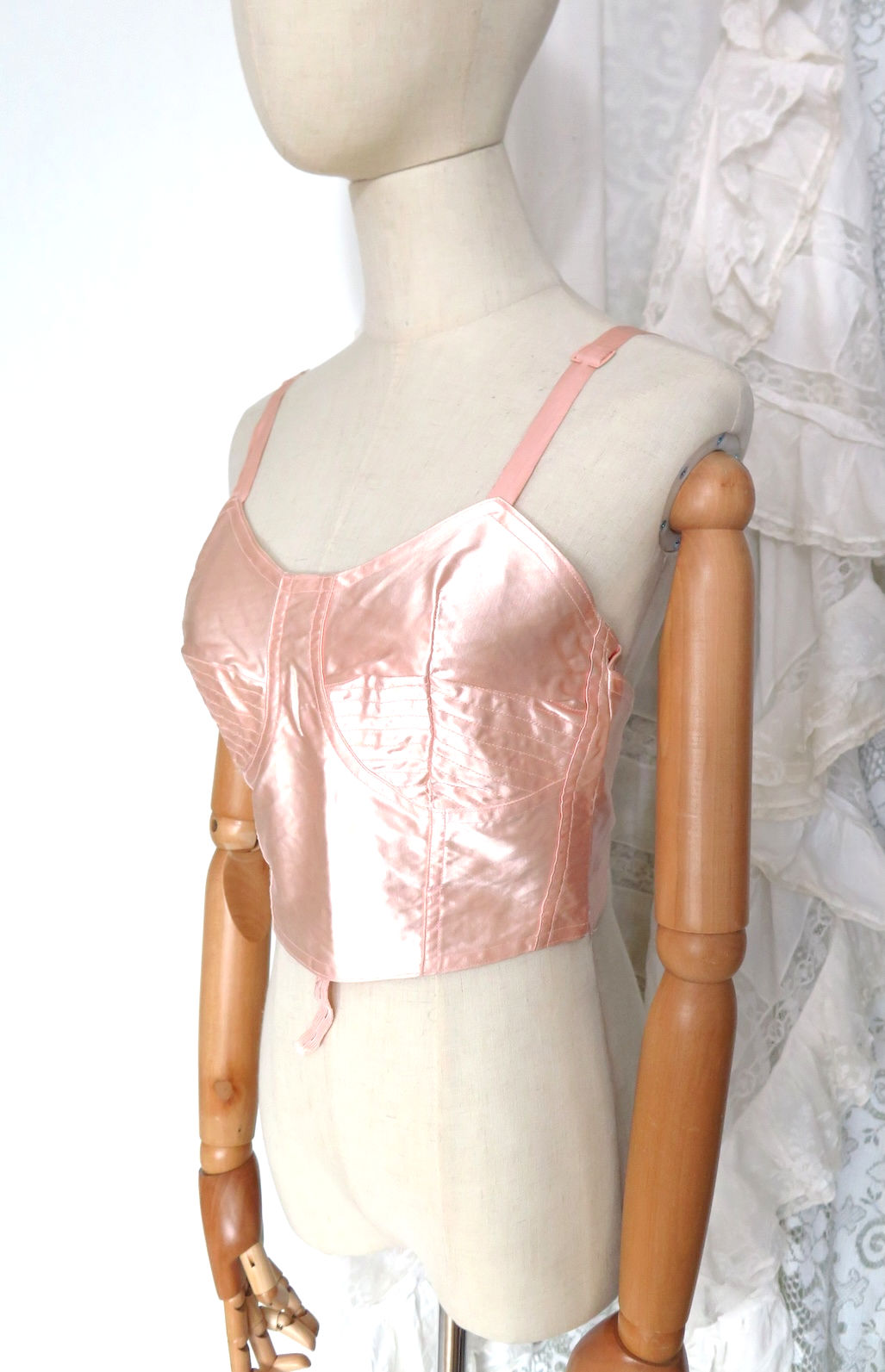 1940s Pink Sating Lingerie Corset Bra