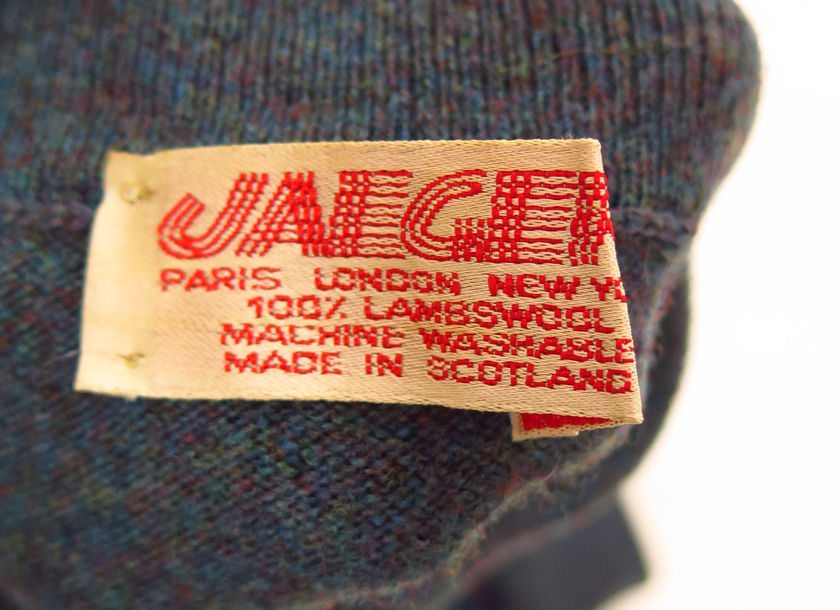 Thumbnail: 1960-70s Jaeger Blue Patterned Roll Neck Knitted Jumper