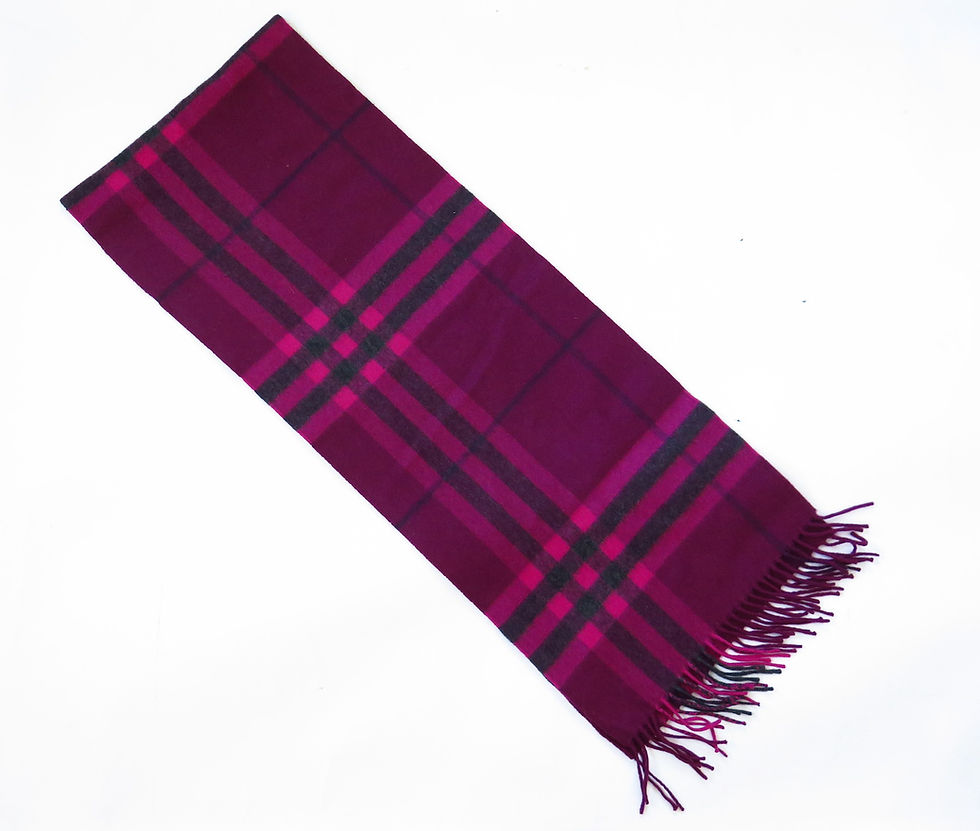 Thumbnail: RESERVED - Burberry Cashmere Purple Check Scarf