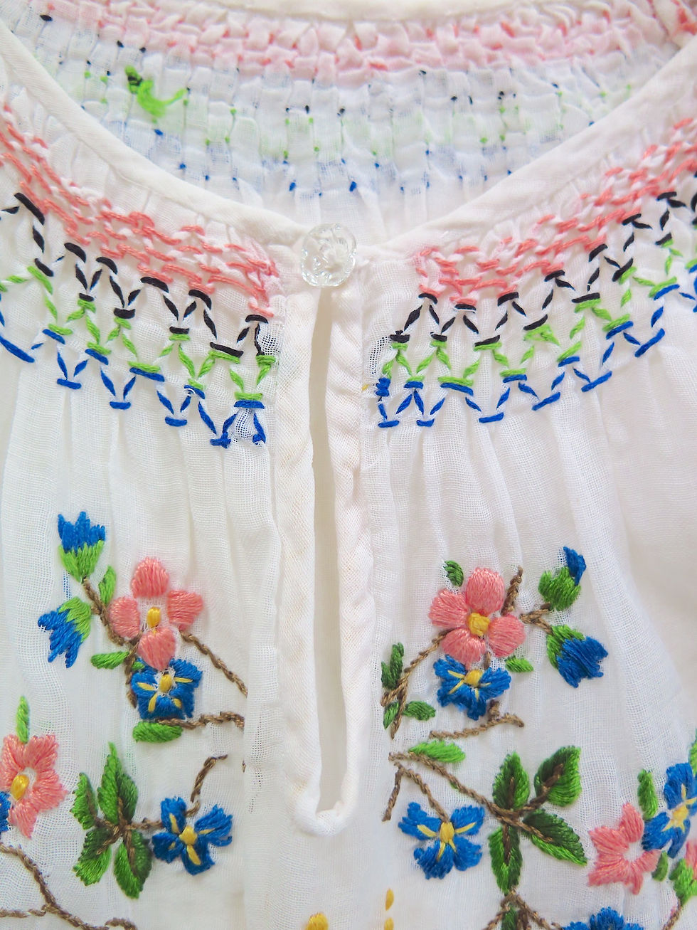 Thumbnail: Vintage 1940s Hand Embroidered Peasant Blouse
