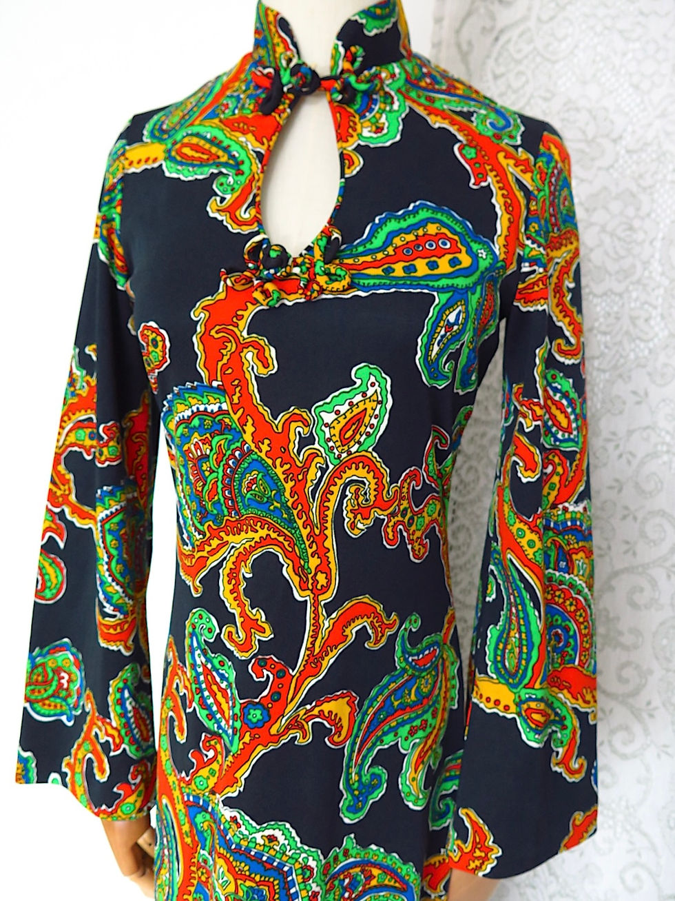 Thumbnail: 1970s High Neck Paisley Maxi Dress
