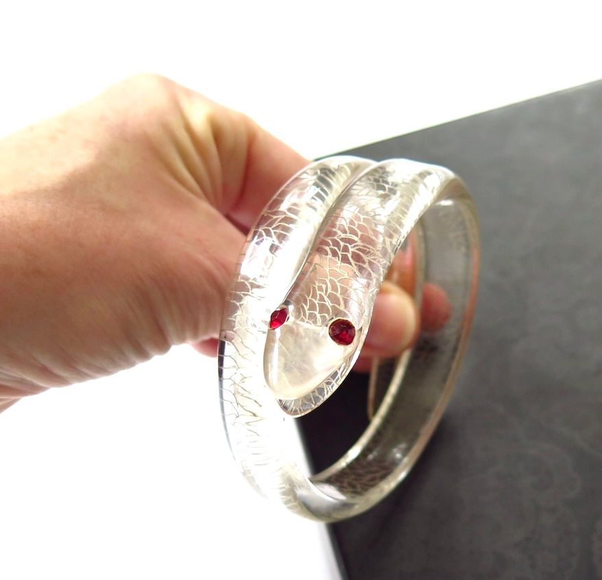 Thumbnail: Vintage 1950s Lucite Snake Bracelet
