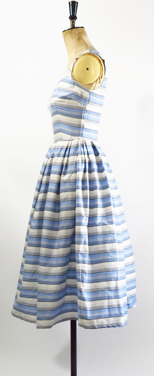 Thumbnail: 1950s Blue Striped Day Dress