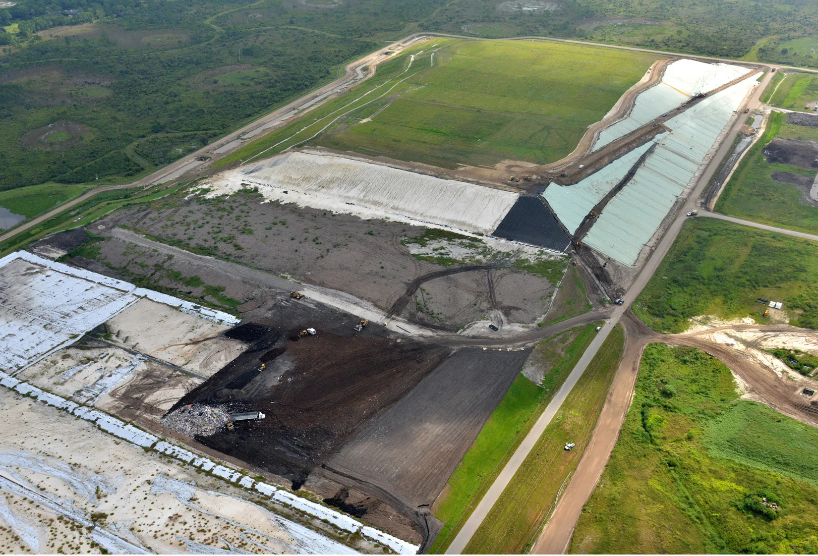 Overhead view of a landfill