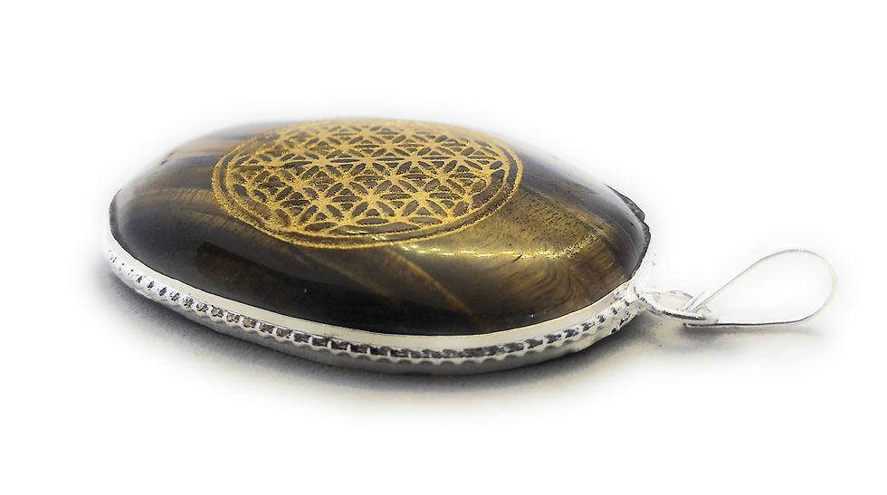 Thumbnail: Flower of Life Pendant: Tiger Eye